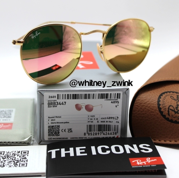 Ray-Ban Accessories - Model Display Ray-Ban Round Metal Pink Mirror RB3447 50